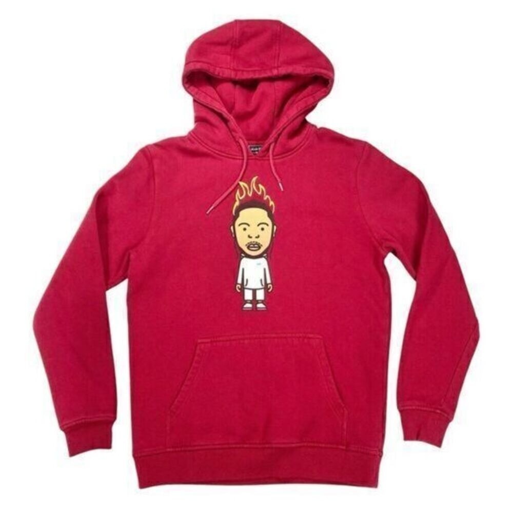 Mister Tee X Kendrick Lamar Flaming Hair Cartoon Graphic Hoodie Mens L Pullover